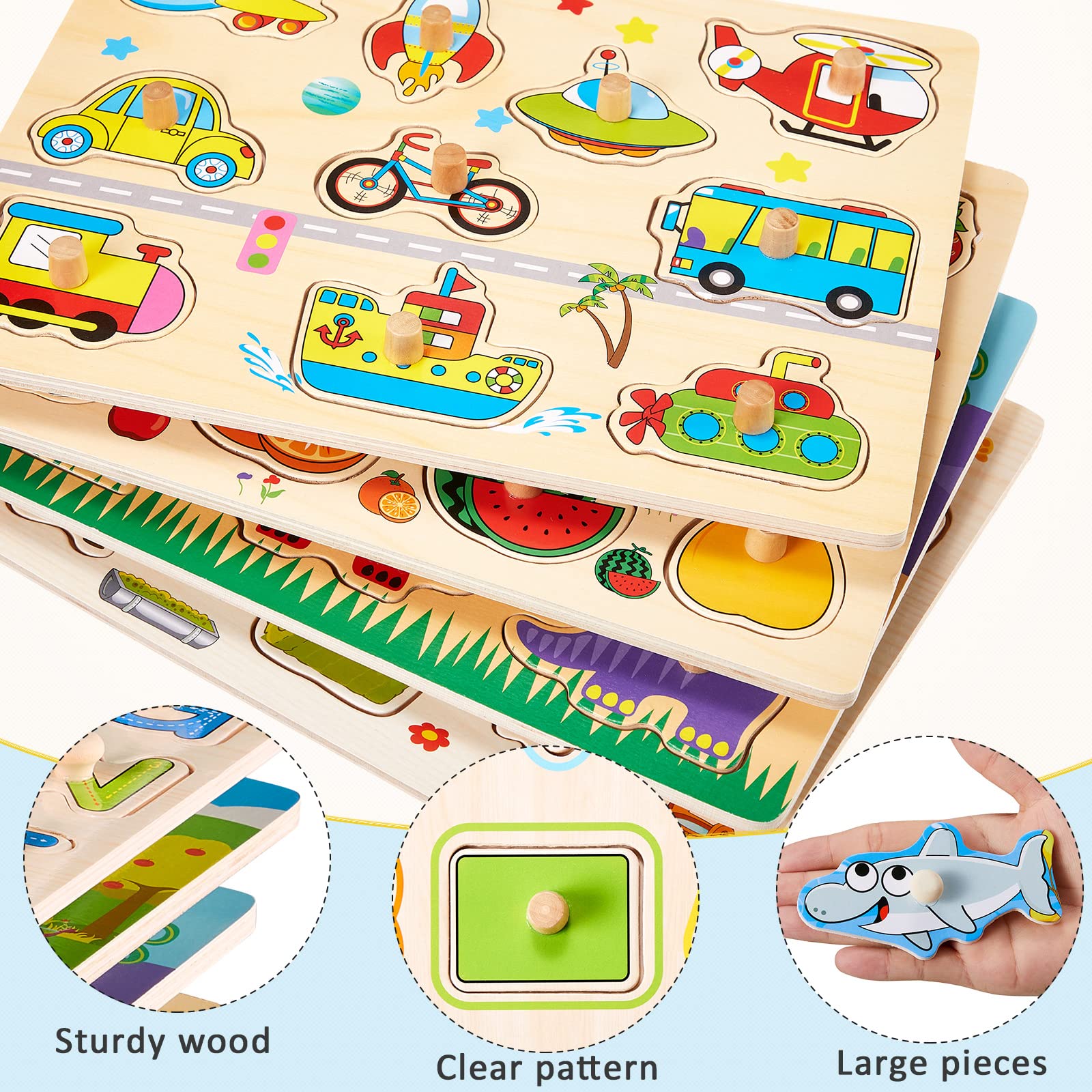 Chivao vehicles peg puzzles encourage imaginative play and motor coordination