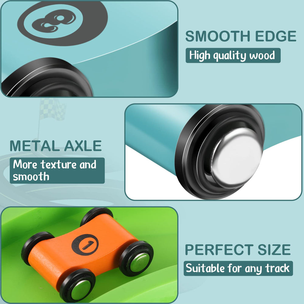 Chivao wooden car ramp green encourages imaginative races and steady hand control.