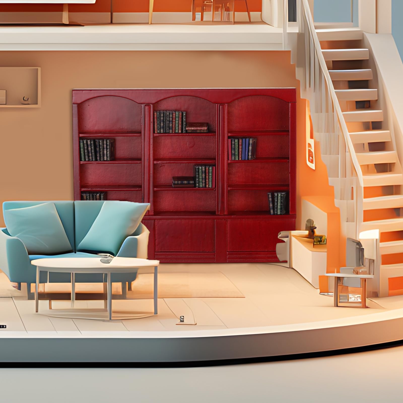 Chivertion dollhouse bookcase with books closeup shows tiny details