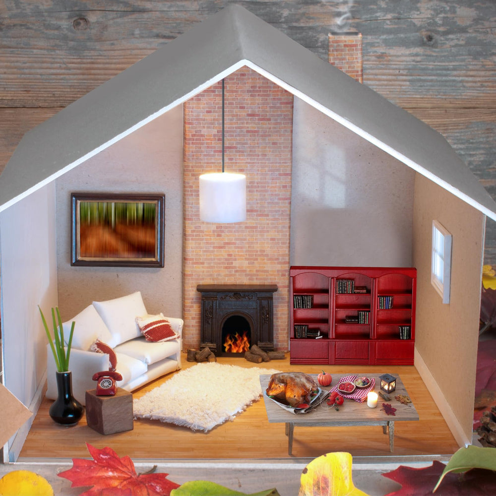 Chivertion red dollhouse décor idea for elegant display