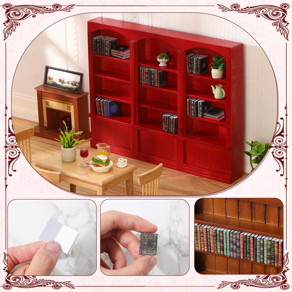 Chivertion wooden dollhouse bookcase with four shelves adds authentic texture