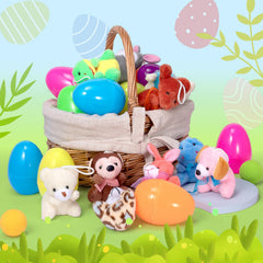 CHMYWJ easter egg hunt prizes with plush animal toys for fun activities