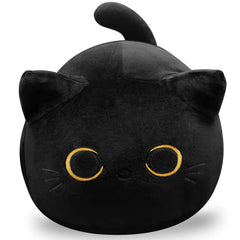 CHNBF 3D Black Cat Plush front view, cozy cuddle-ready silhouette