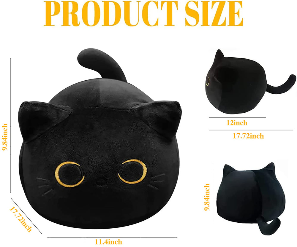 CHNBF 3D Black Cat Plush side view for decorative versatility