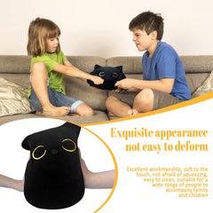 CHNBF Soft Black Cat Plush Pillow on an office chair back for cozy support