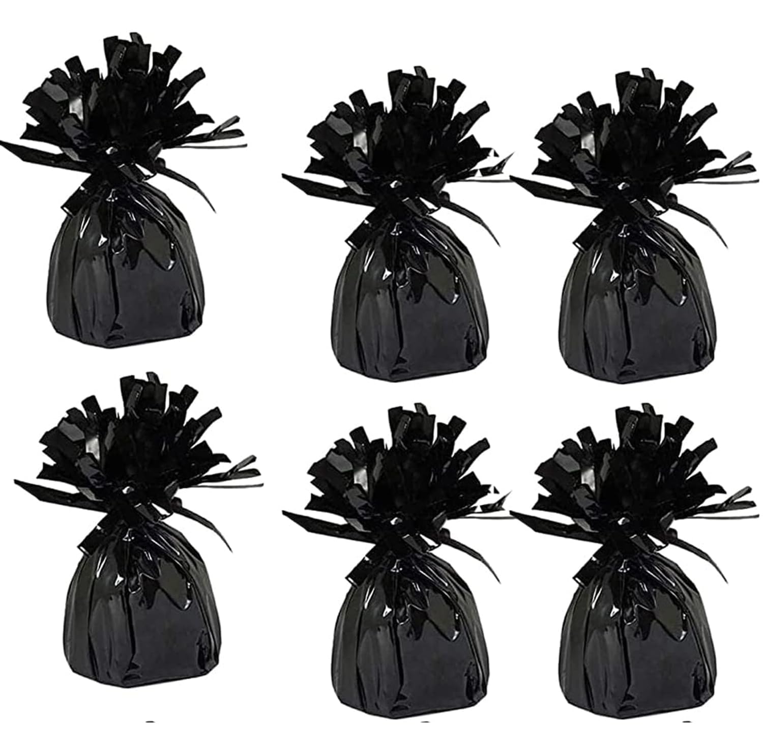 Chochkees black metallic balloon weight close-up showing premium foil finish for durable decor.