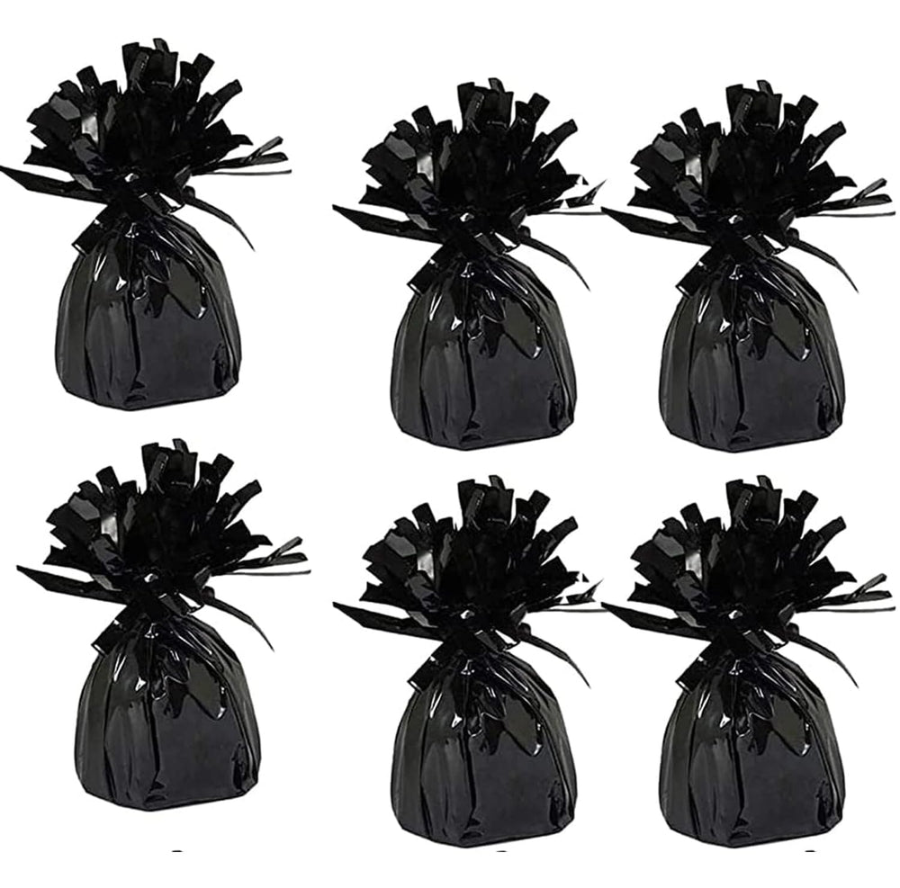 Chochkees black metallic balloon weight close-up showing premium foil finish for durable decor.