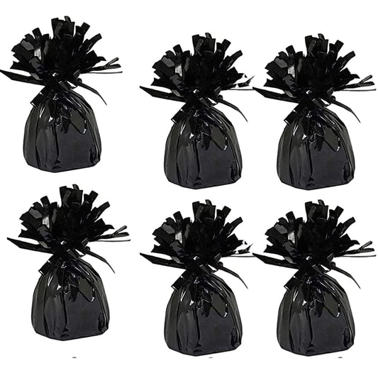 Chochkees black metallic balloon weight close-up showing premium foil finish for durable decor.