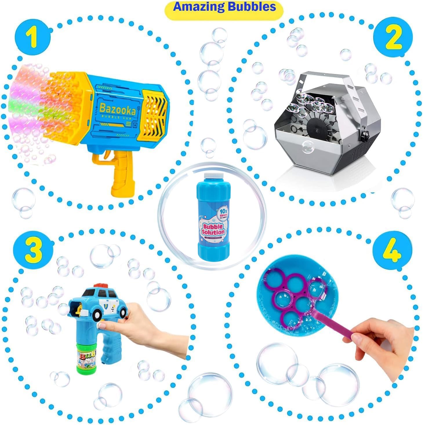 Chochkees giant-bubble-wand setup creates large bubbles with this solution.