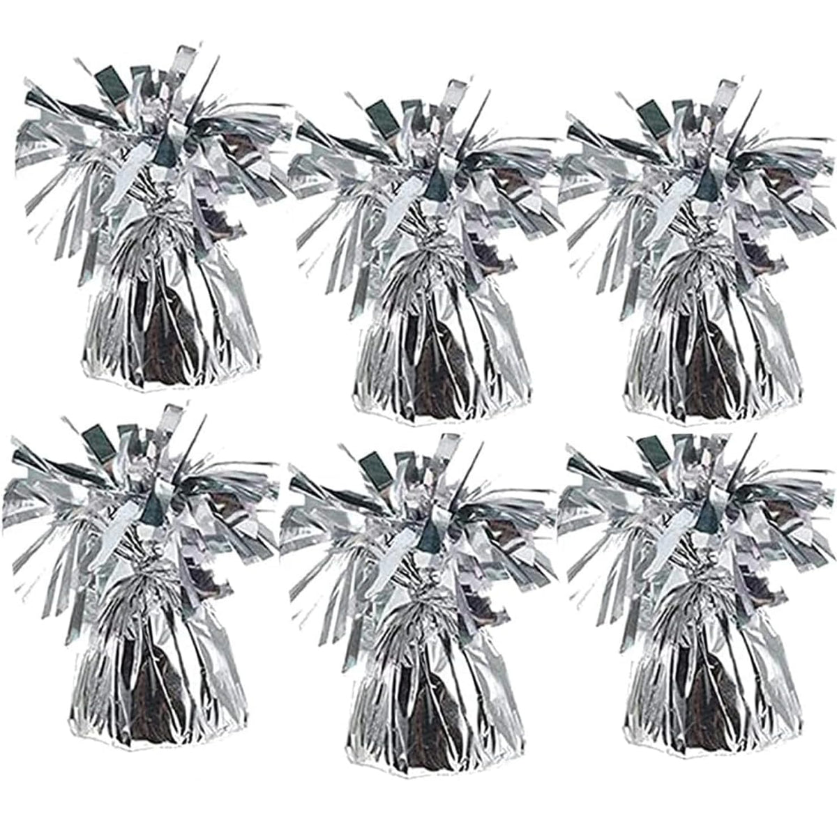 Chochkees silver metallic balloon weights keep balloons anchored for longer displays