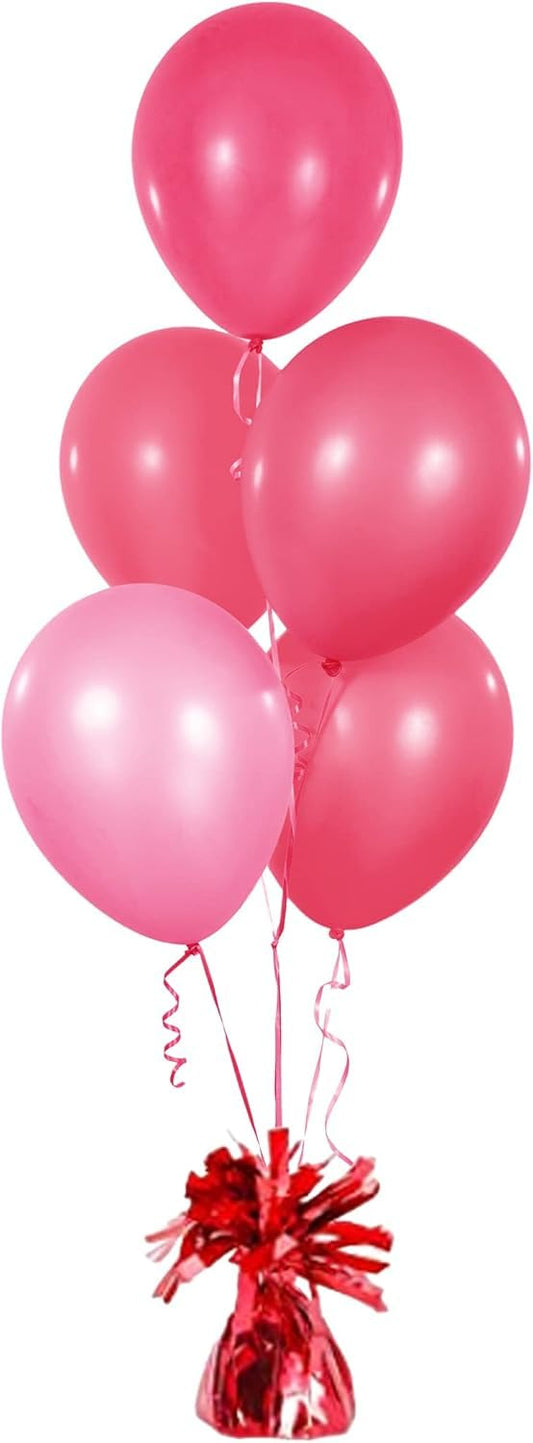 Chochkees Red balloon weights centerpiece setup anchors balloons for eye-catching tables.