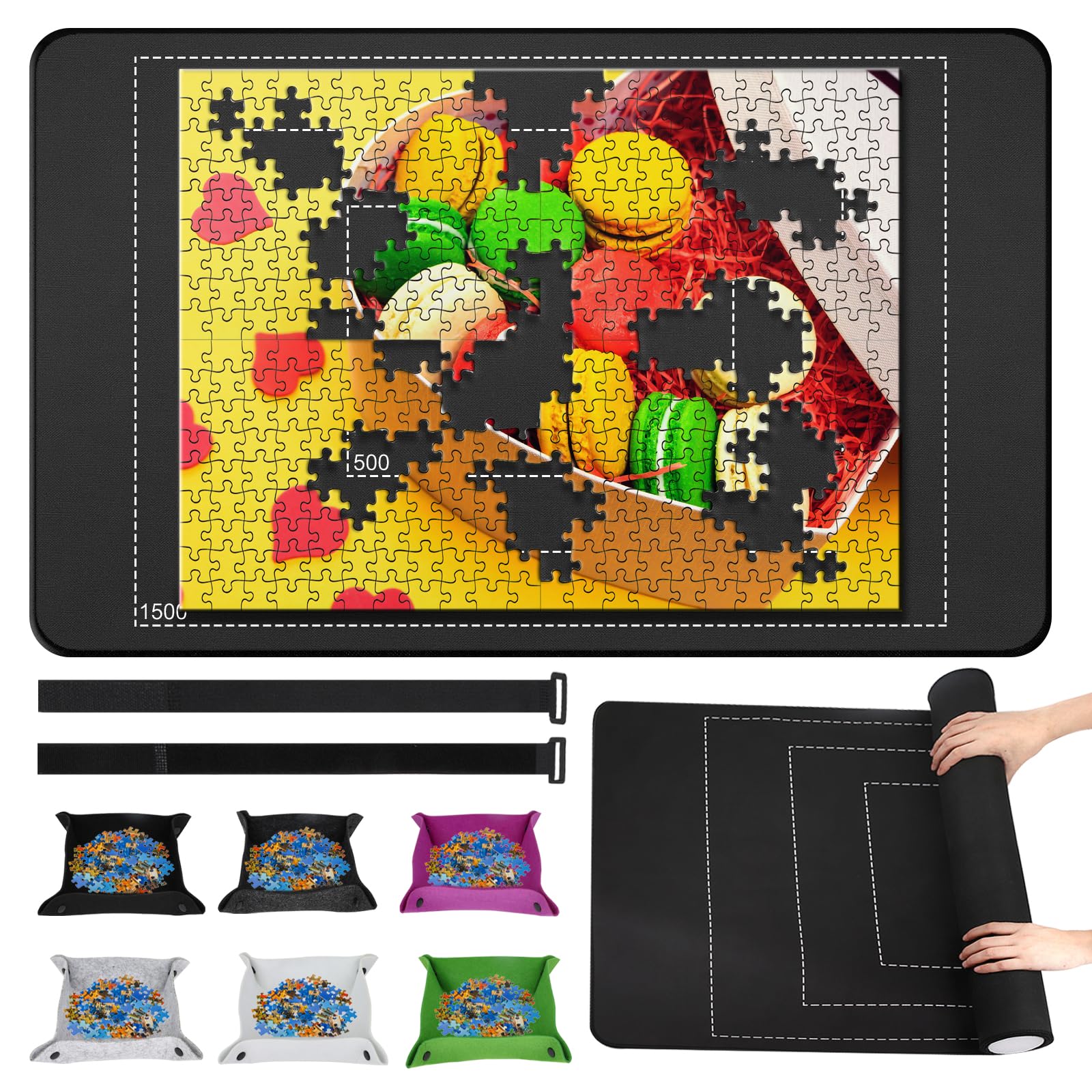 CHODEYE Premium rubber jigsaw mat roll-up for portable puzzle storage