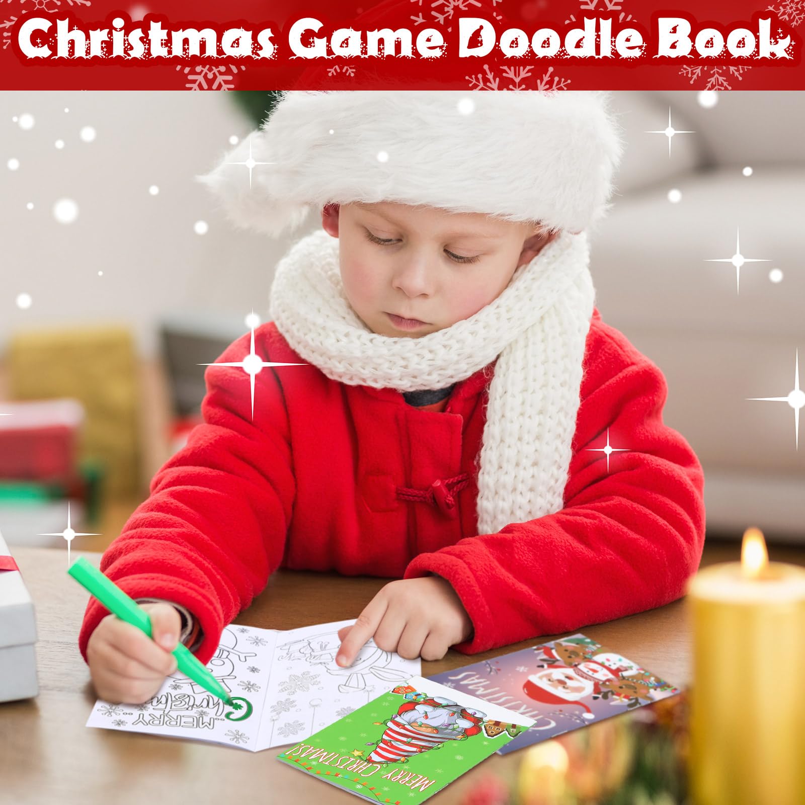 Cholemy bulk Christmas coloring books arranged for classroom use and party favors.
