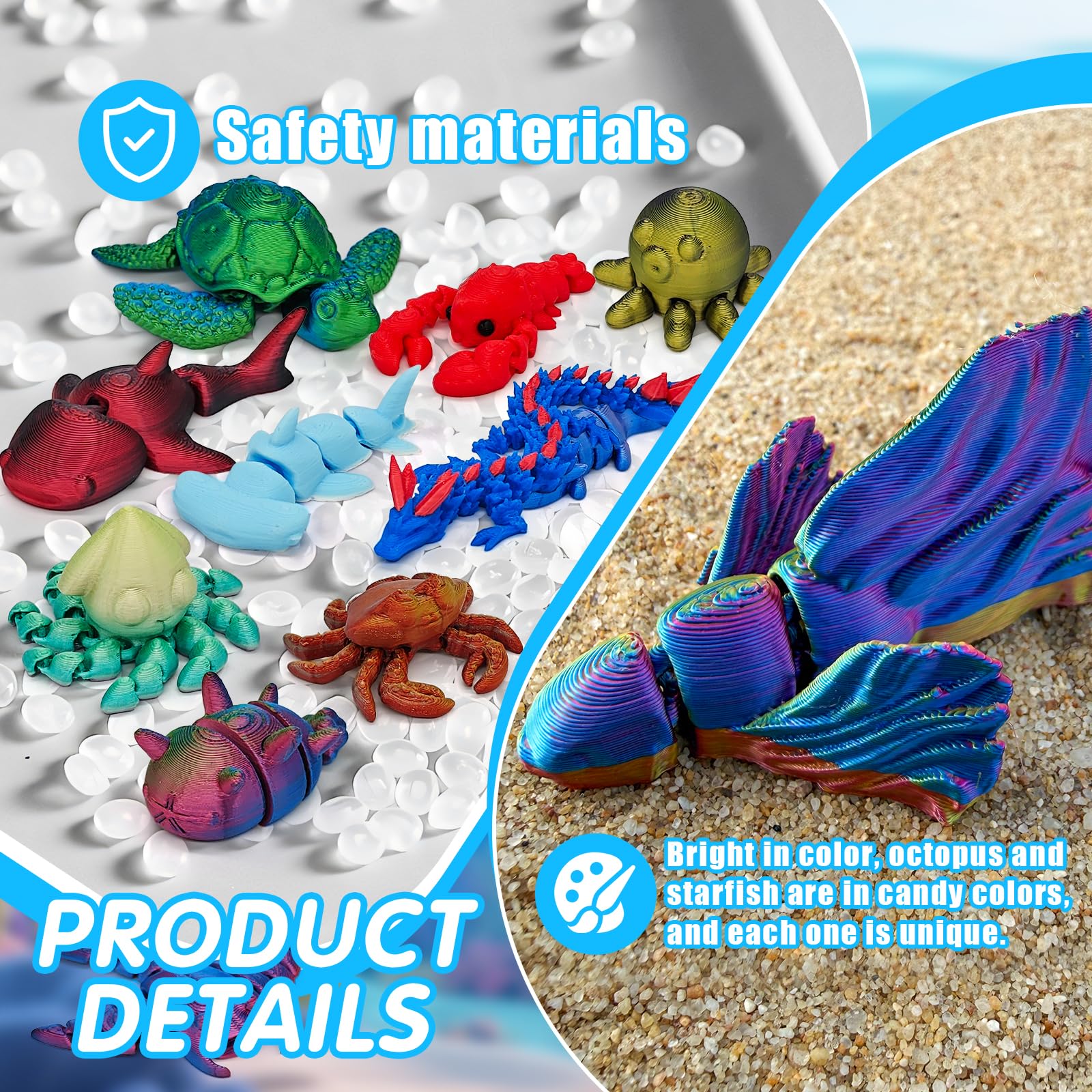 CHolic sea turtle figurine, colorful 3D print for classroom displays and calming desk breaks