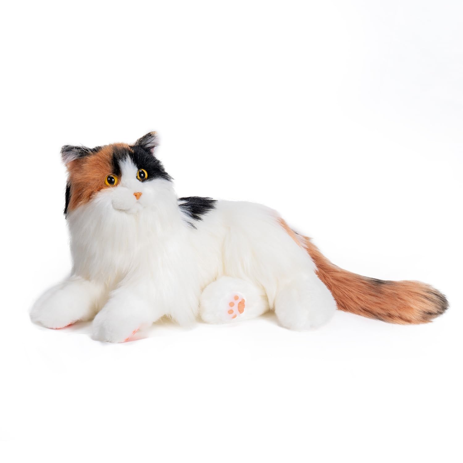 Chongker Dark Calico robot cat face with responsive sensors for comforting companionship