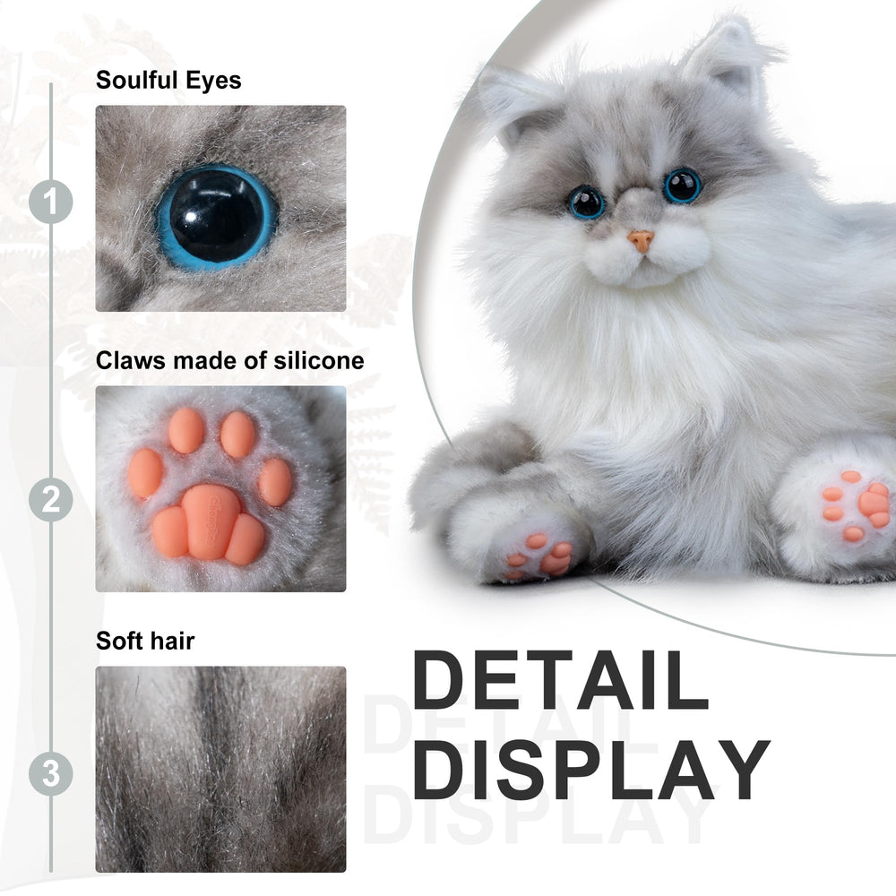 Chongker weighted cat plush shows silicone paw pads for touchable realism