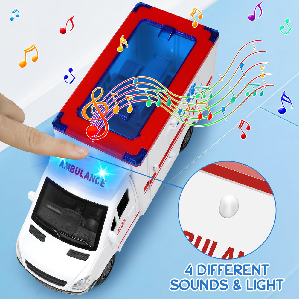 Choopheme ambulance toy with sound effects adds interactive storytelling and rescue scenarios.
