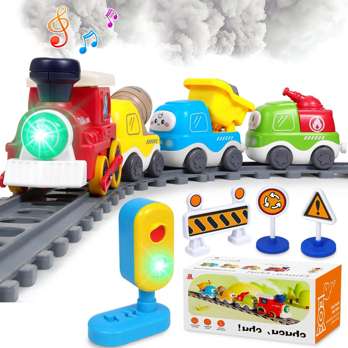 Choopheme electric train set engine-front with engaging lights and music for toddlers