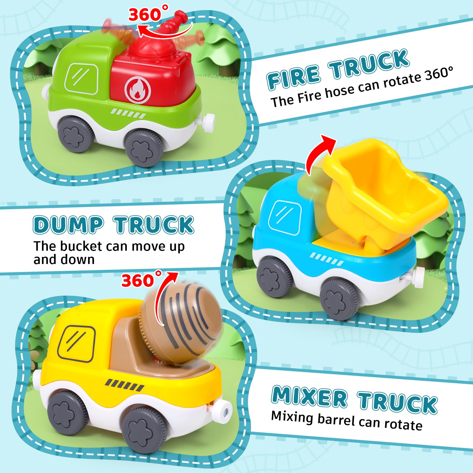 Choopheme train set includes vehicles like trucks for storytelling