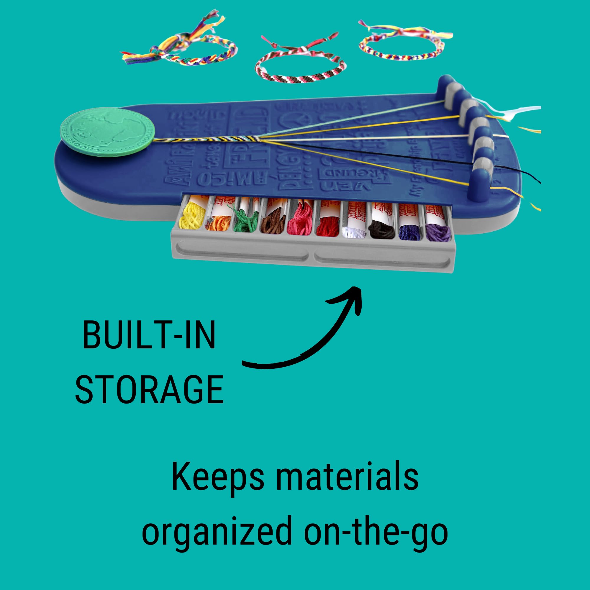 Choose Friendship Blueberry slide-out drawer organizes all supplies for travel