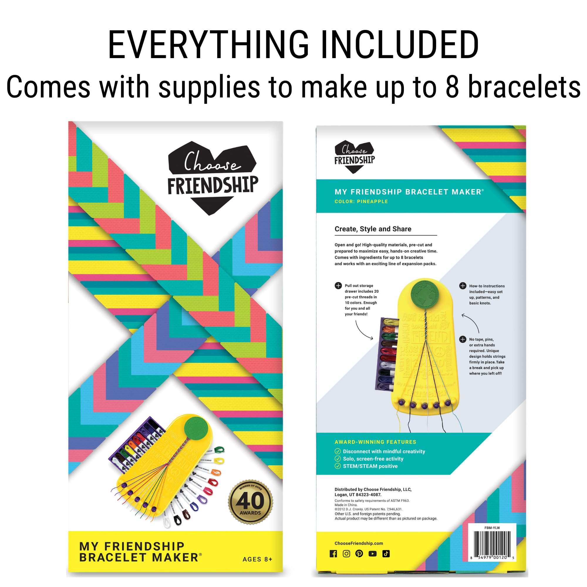 Choose Friendship Bracelet Kit Built-in clip keeps threads organized during projects