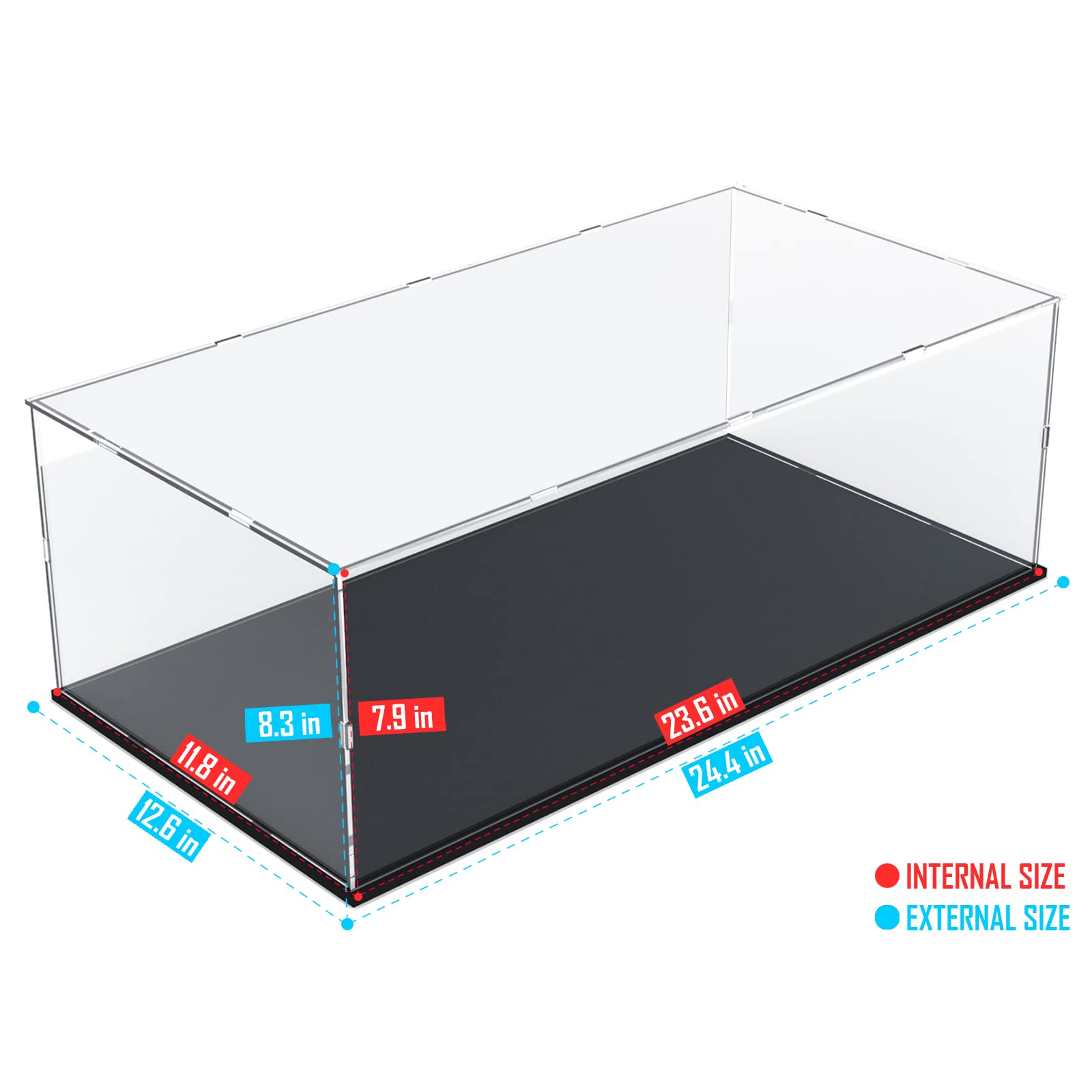 Choowin display case for LEGO McLaren P1, side view highlighting depth.