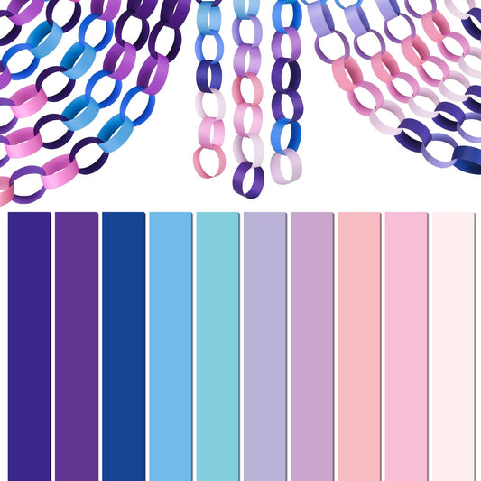 CHRORINE 600pcs colorful paper chains blue pink for festive party decor