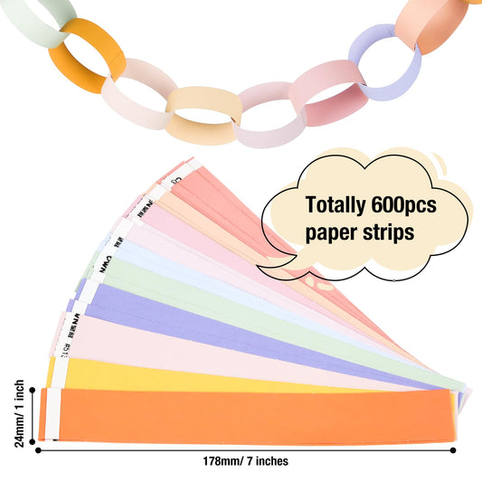 CHRORINE paper chains close-up highlighting bright colors and writable surface