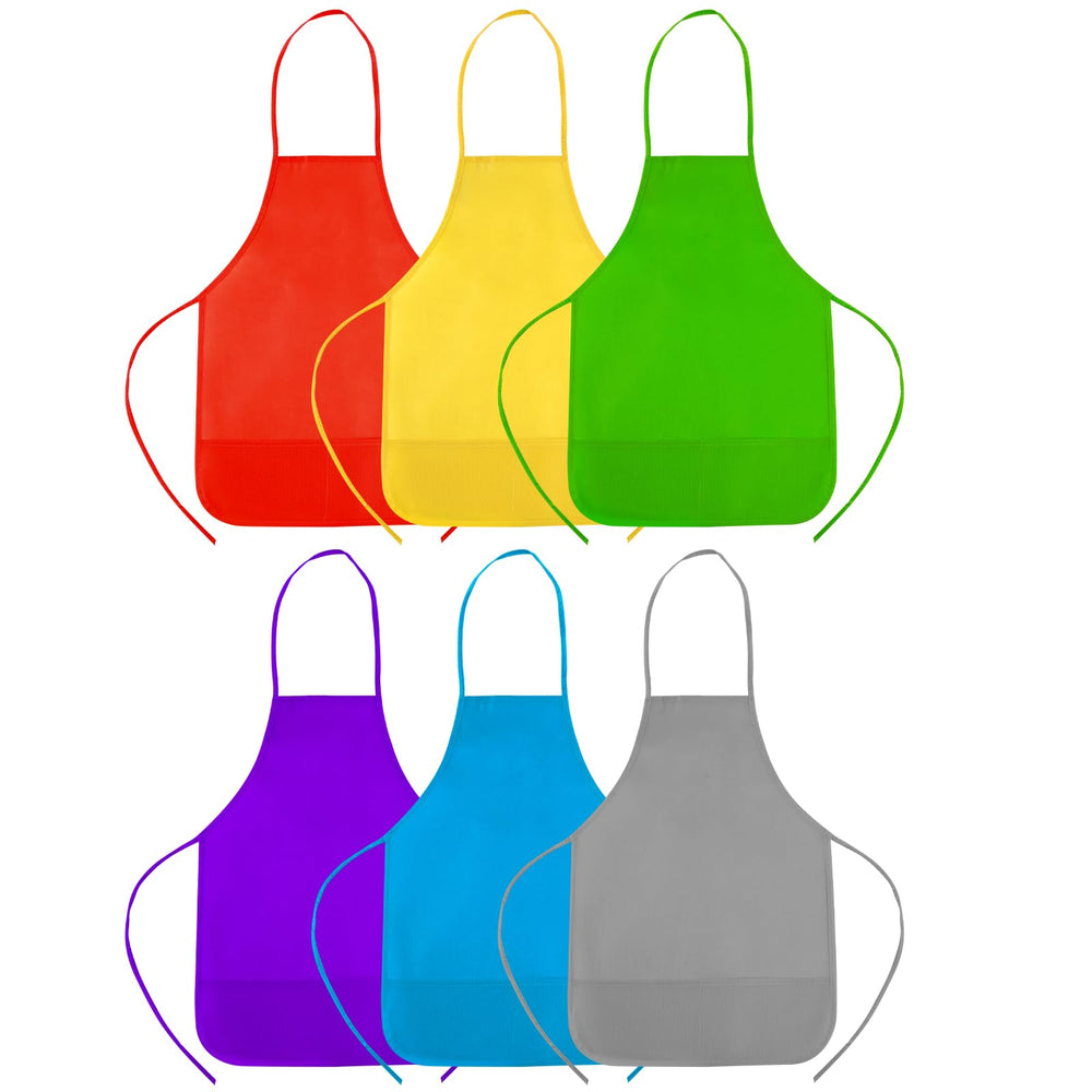 CHRORINE kids painting apron set in six colors for mess-free art sessions.