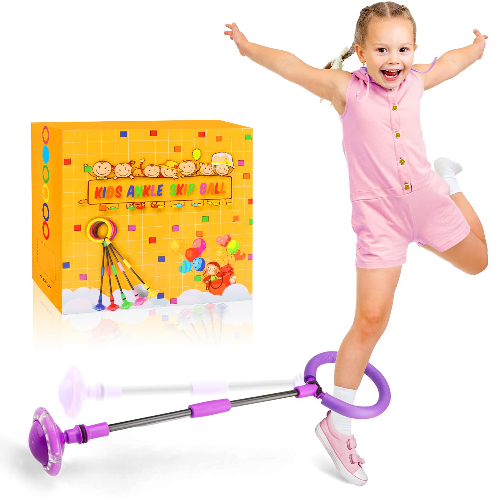 Chridark ankle skip ball with flash wheel lights up during movement for outdoor play.