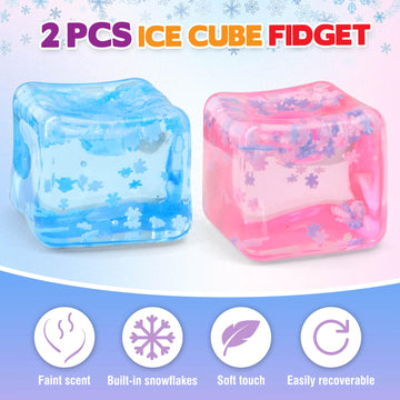 Chridark ice cube fidget blue side view highlighting tactile squeeze