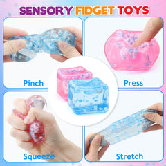 Chridark ice cube fidget pink front view for mood lift and play