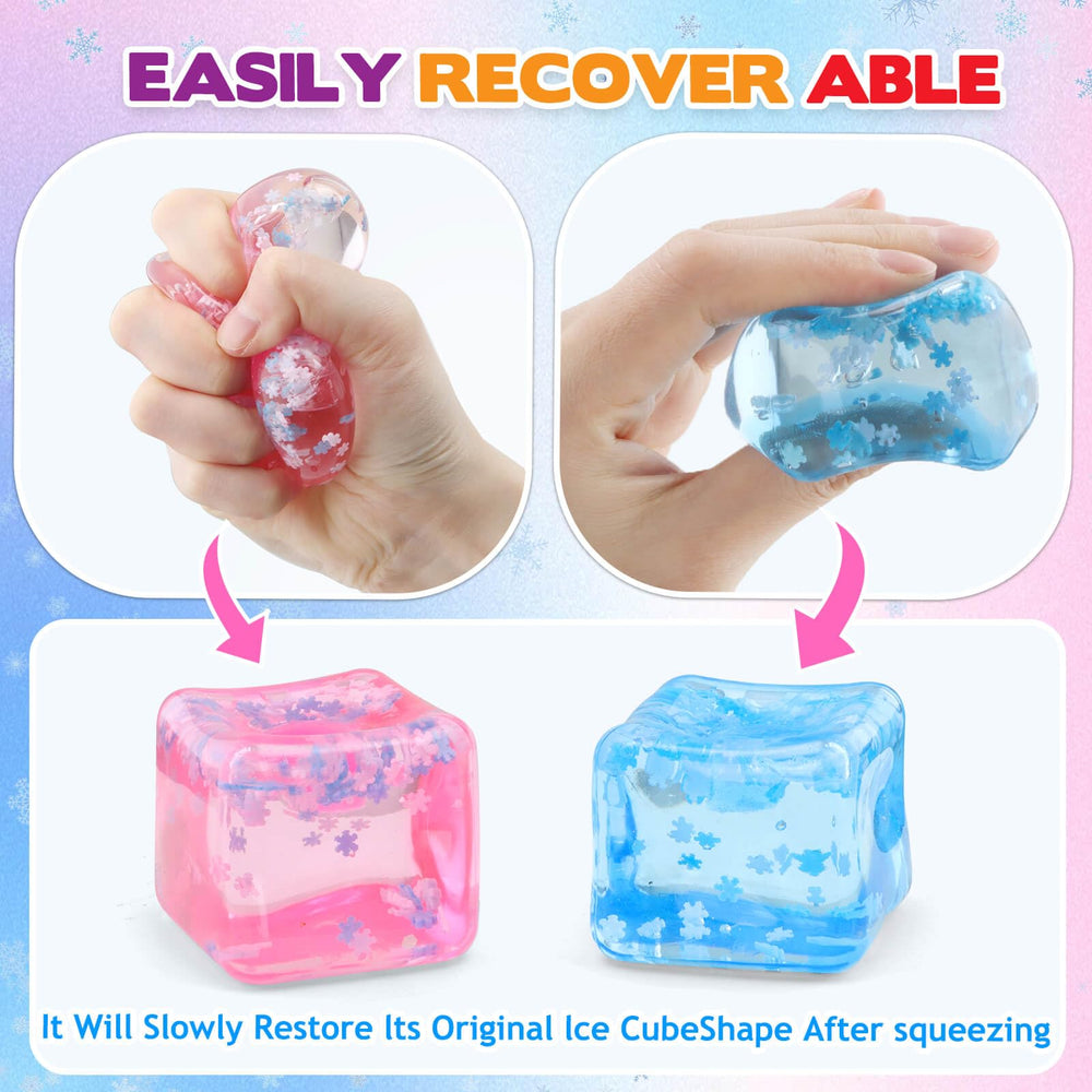 Chridark ice cube fidget pink side view showing soft squish and fragrance