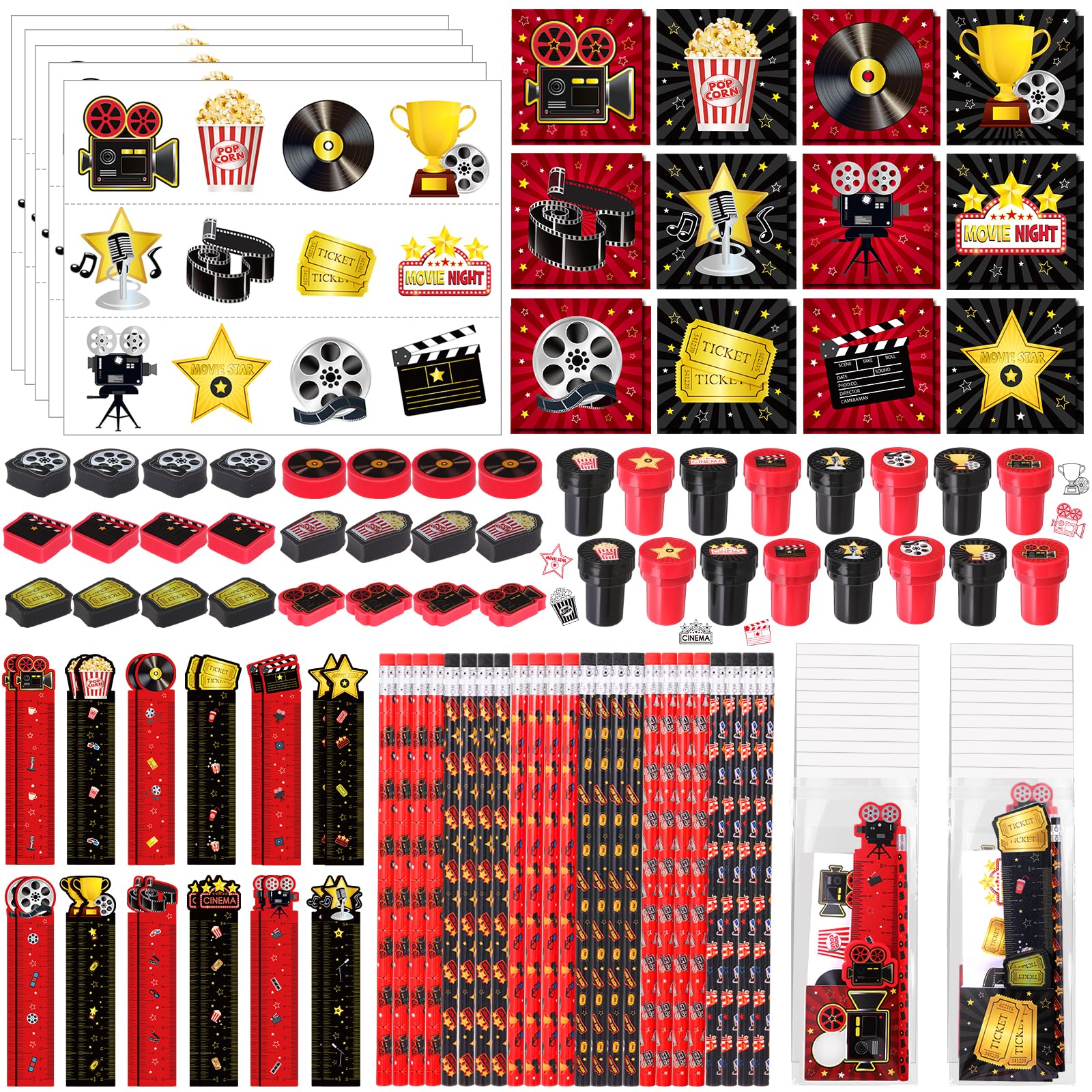 Chrisfall movie night kit display with cinema-themed favors for gifting.