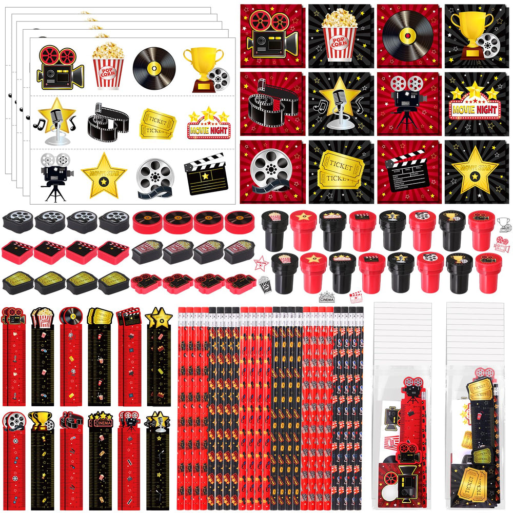 Chrisfall movie night kit display with cinema-themed favors for gifting.