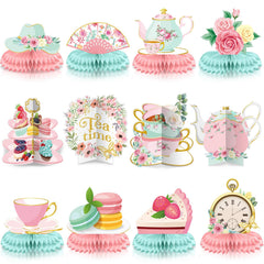 Chrisfall floral tea party honeycomb teapot centerpiece on table for festive decor