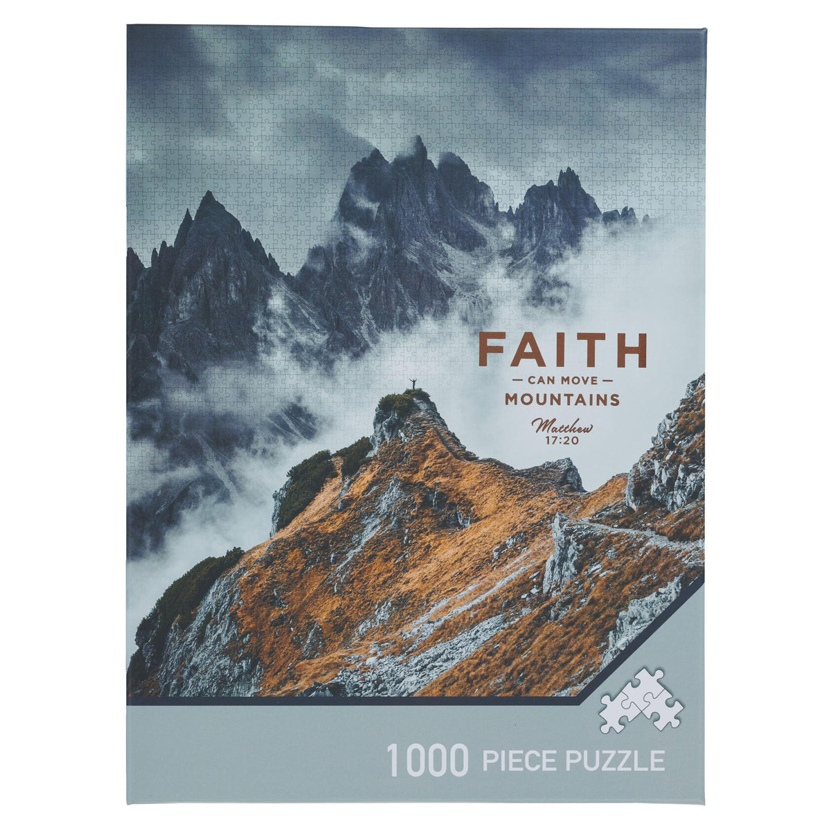 Christian Art Gifts 1000-piece mountain scene puzzle for family bonding.