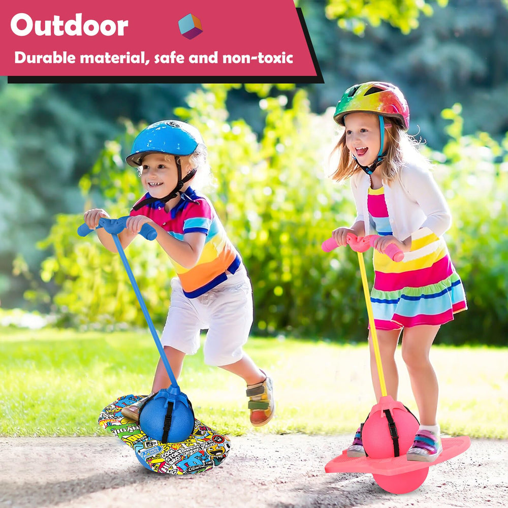 Christoy Pogo Jumper family jumping action shot, inclusive for kids to adults.