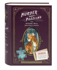 Chronicle Books Murder Most Puzzling missing-will box showcases a gift-ready puzzle centerpiece
