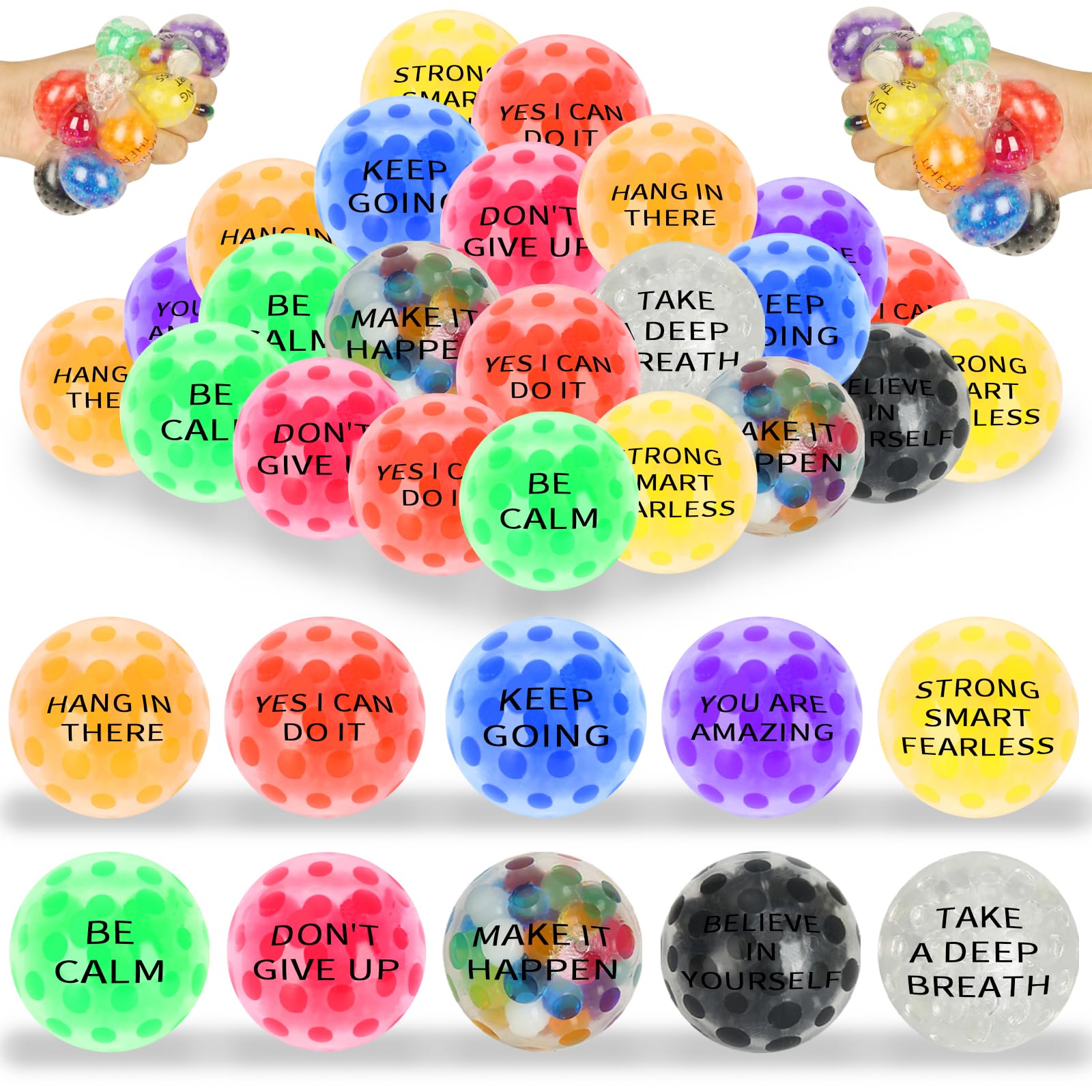 Chshhuao motivational mini stress balls in ten colors for focus and relaxation