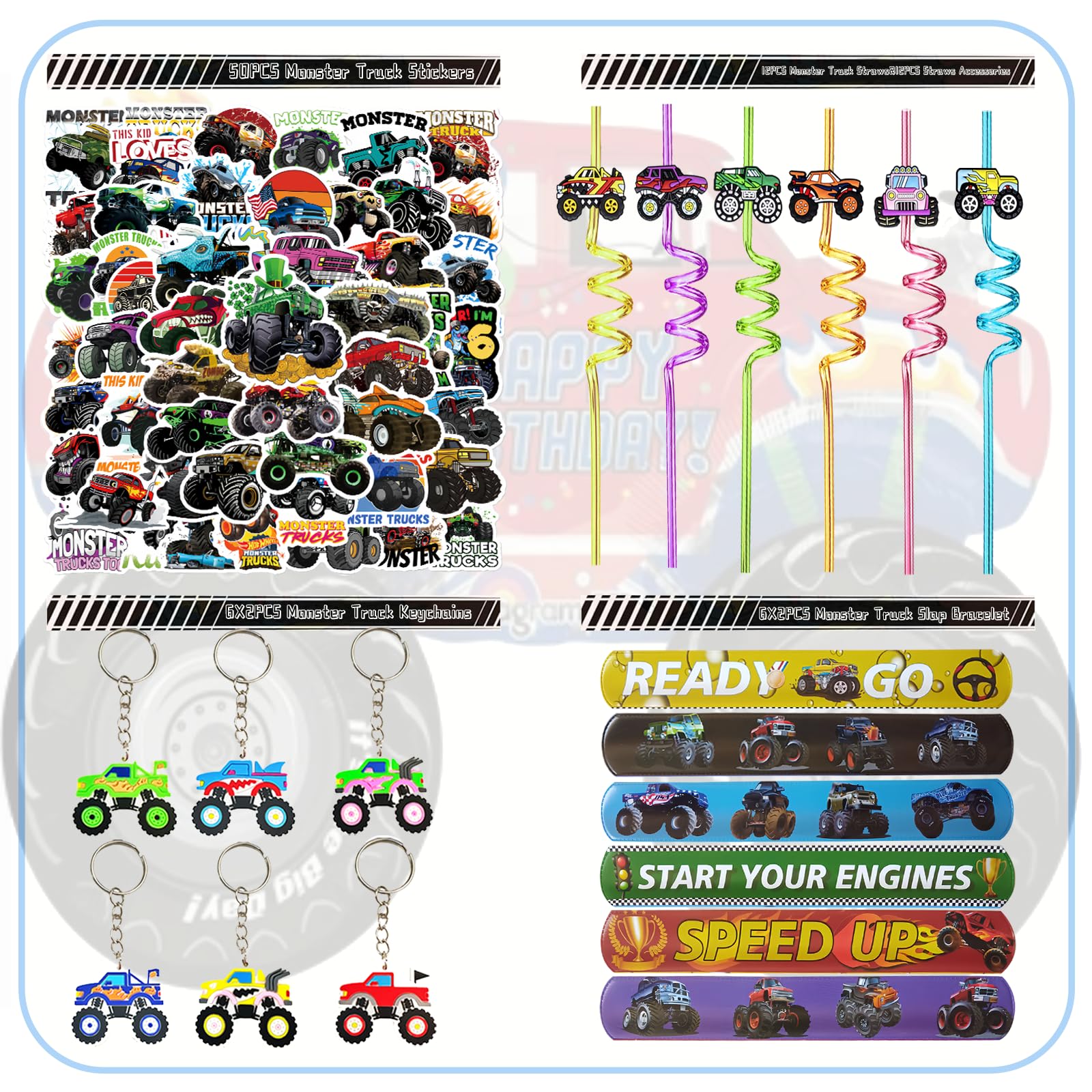 CHSLtmxq diy stickers monster truck spark creative activities at party