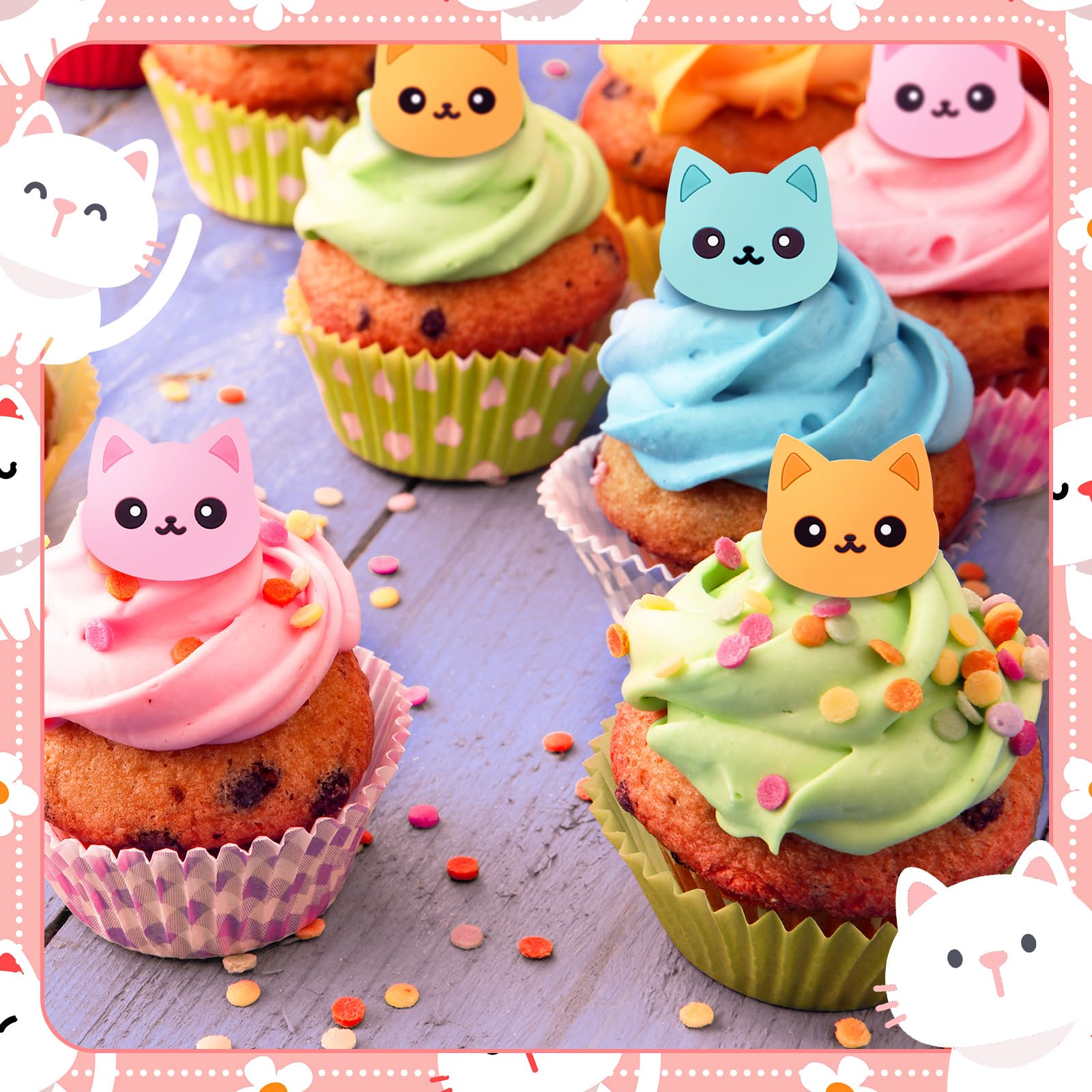 Chuangdi cat cupcake rings cute faces add whimsy to desserts