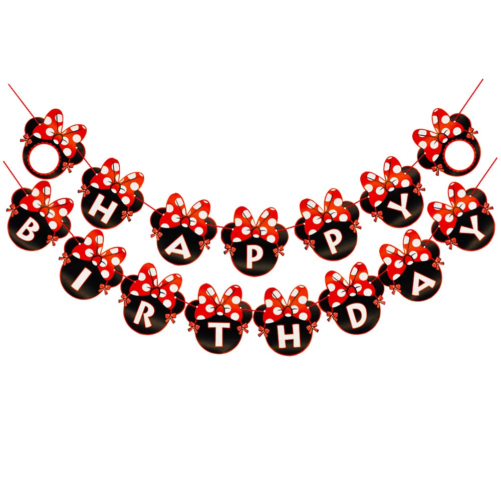 CHuangQi Minnie banner letters spell HAPPY BIRTHDAY for vibrant party decor