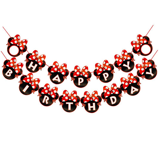 CHuangQi Minnie banner letters spell HAPPY BIRTHDAY for vibrant party decor