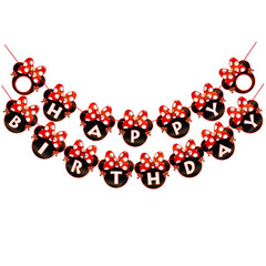 CHuangQi Minnie banner letters spell HAPPY BIRTHDAY for vibrant party decor