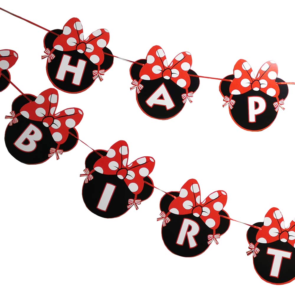 CHuangQi Minnie banner featuring a red bow and polka dots for playful celebrations