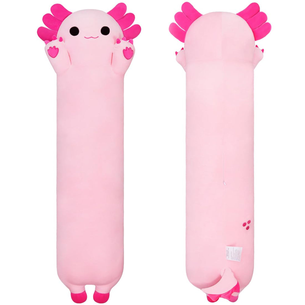 Chubbyjoy axolotl plush 35-inch pink long body pillow for cozy lounging