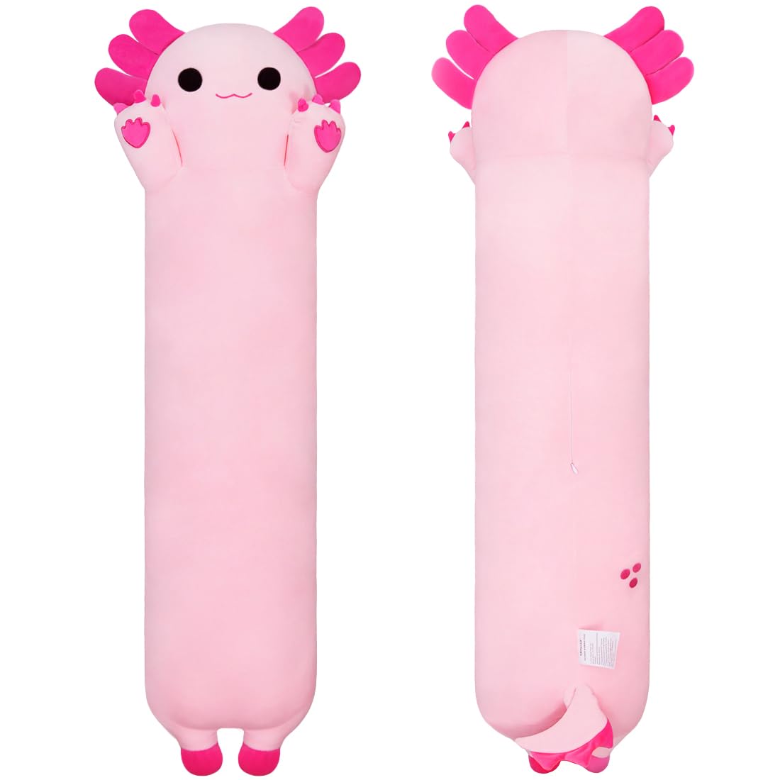 Chubbyjoy axolotl plush 35-inch pink long body pillow for cozy lounging