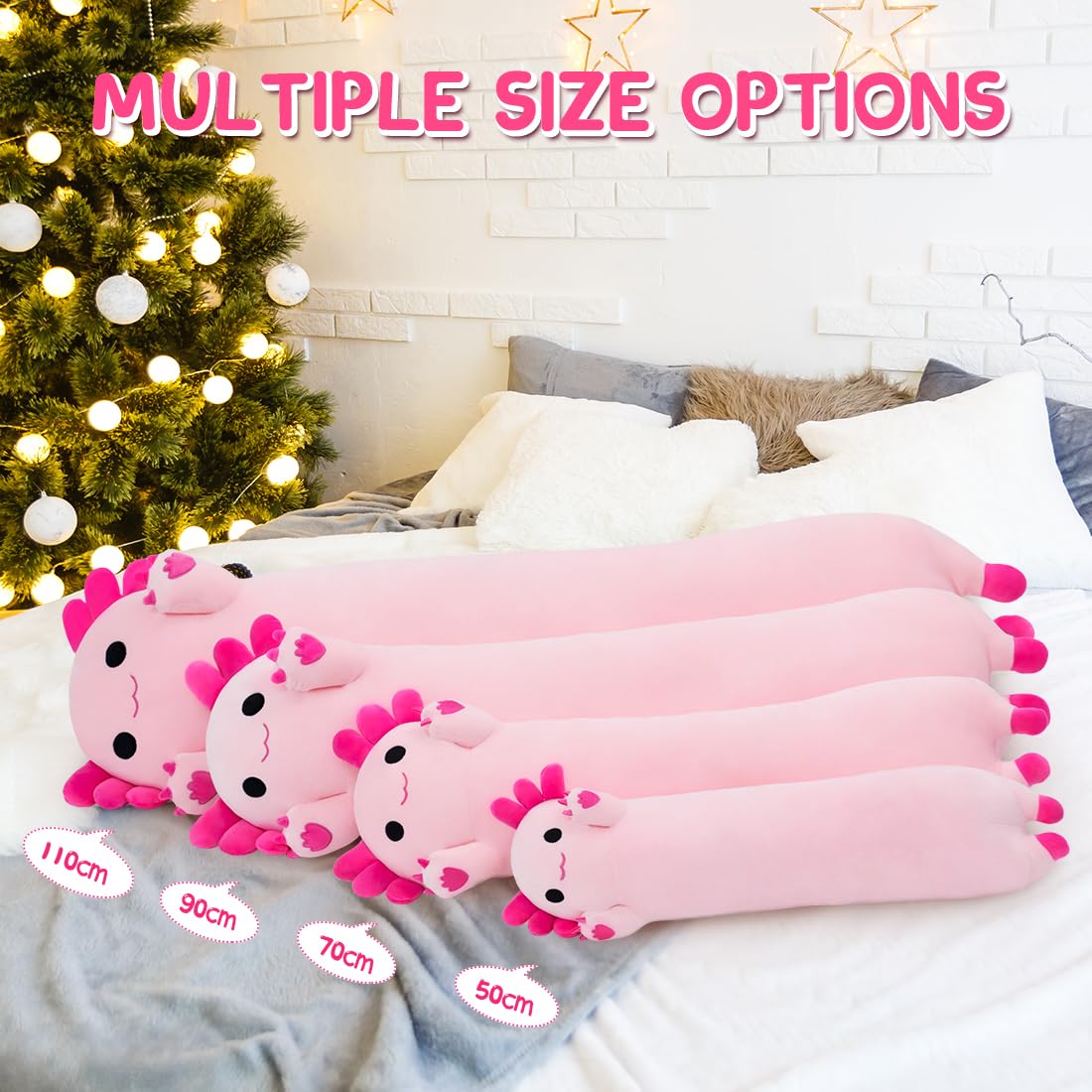 Chubbyjoy axolotl plush used as bedroom decor and cuddle buddy