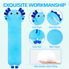 Chubbyjoy axolotl plush pillow blue close-up fabric, showing soft, safe materials.